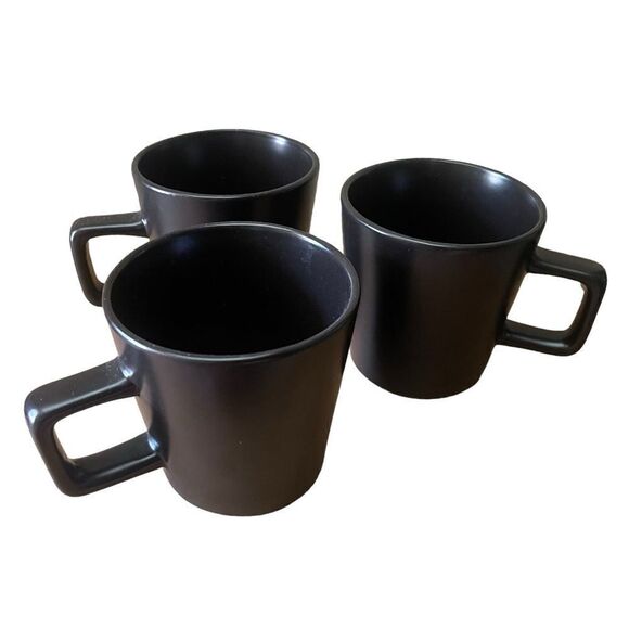 Stone+Lain Chocolate Brown Matte Square Handle Stoneware Mug Trio Set of 3 - Picture 2 of 11
